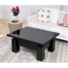 Стіл трансформер чорний зі склом Лакобель “Оптимус“