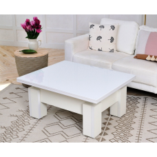 Білий стол-трансформер зі склом Лакобель “Оптимус“