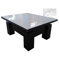 Стіл трансформер чорний із білим склом Лакобель “Оптимус“