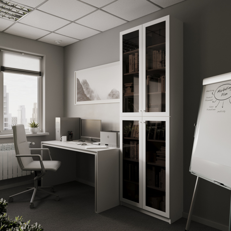 Книжкова шафа “Марго“ колір білий, скло бронза“ Книжкова шафа “Марго“ колір білий, скло бронза“