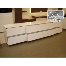 Довга біла Тумба під ТБ на 8 ящиків “Аліна“ 2.7м
