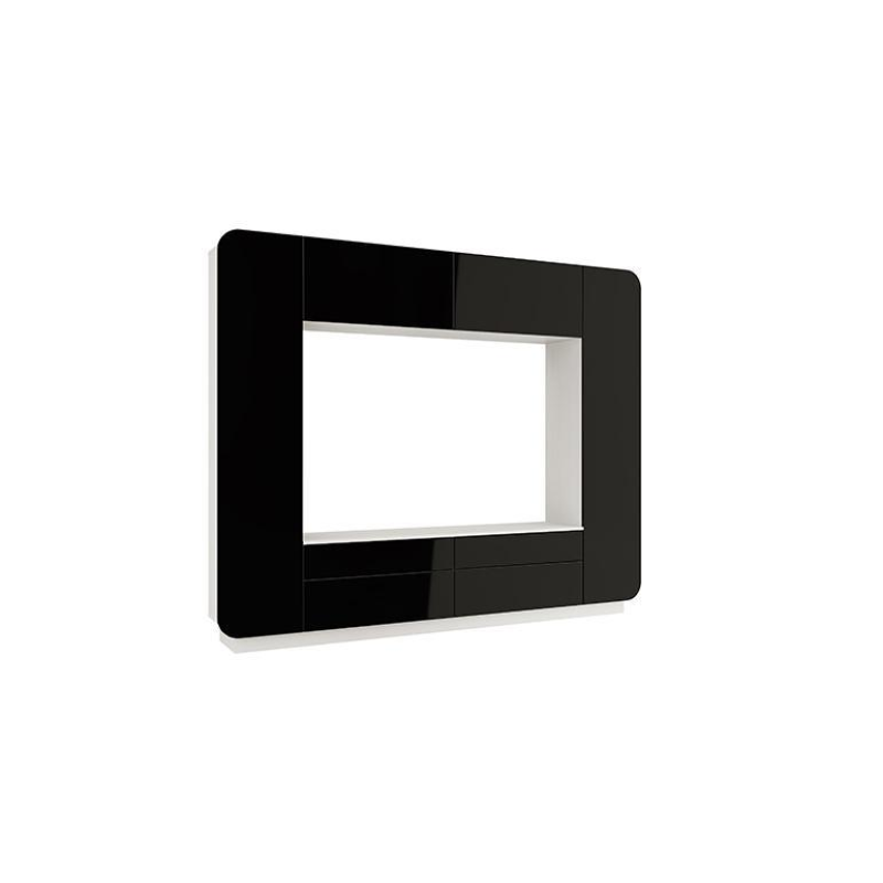 Біла стінка з чорними глянсовими фасадами “Арчі“ Біла стінка з чорними глянсовими фасадами “Арчі“