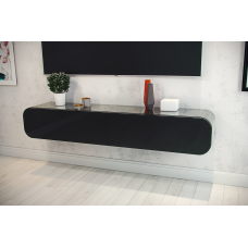 Чорна глянцева підвісна Тумба ТБ “Скай“ з круглими краями