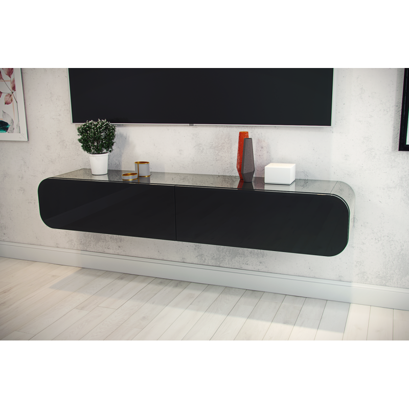 Чорна глянцева підвісна Тумба ТБ “Скай“ з круглими краями Чорна глянцева підвісна Тумба ТБ “Скай“ з круглими краями