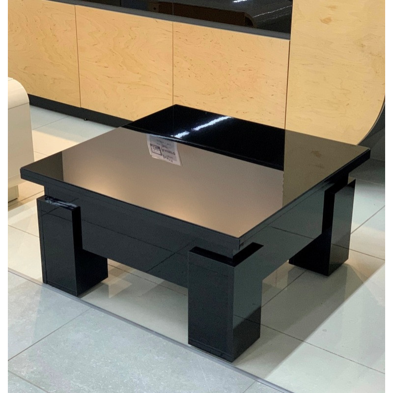 Чорний глянсовий стіл трансформер “Оптимус“ зі склом Чорний глянсовий стіл трансформер “Оптимус“ зі склом