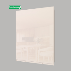 Шафа без ручок гардеробна кремова. Фасад МДФ глянець “Глос 1800.1“