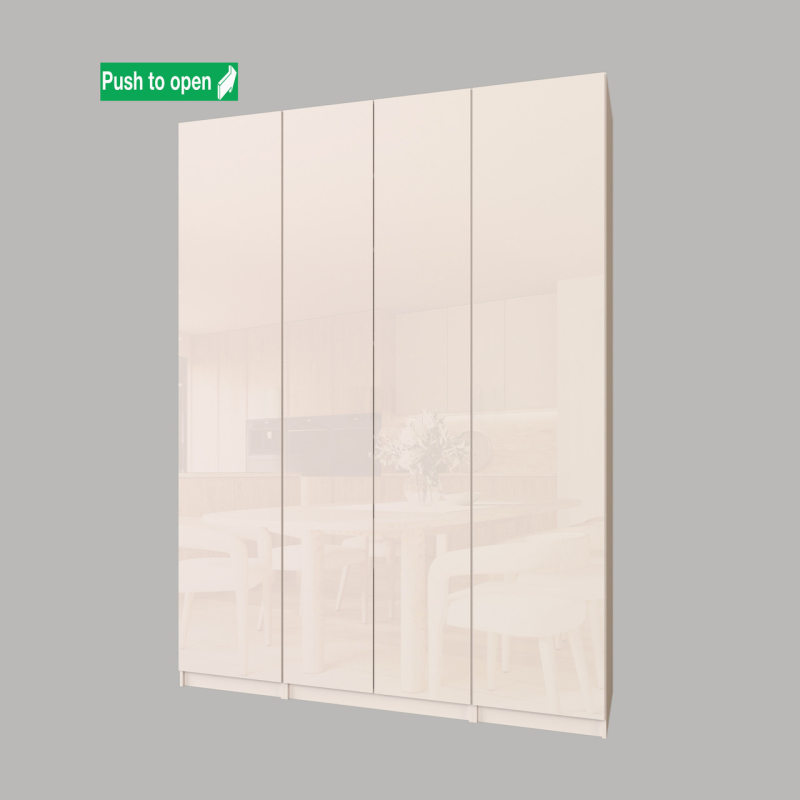 Шафа без ручок гардеробна кремова. Фасад МДФ глянець “Глос 1800.1“ Шафа без ручок гардеробна кремова. Фасад МДФ глянець “Глос 1800.1“