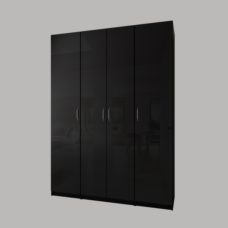 Чорна гардеробна шафа. Фасад МДФ глянець “Глос 1800.1“ Чорна гардеробна шафа. Фасад МДФ глянець “Глос 1800.1“