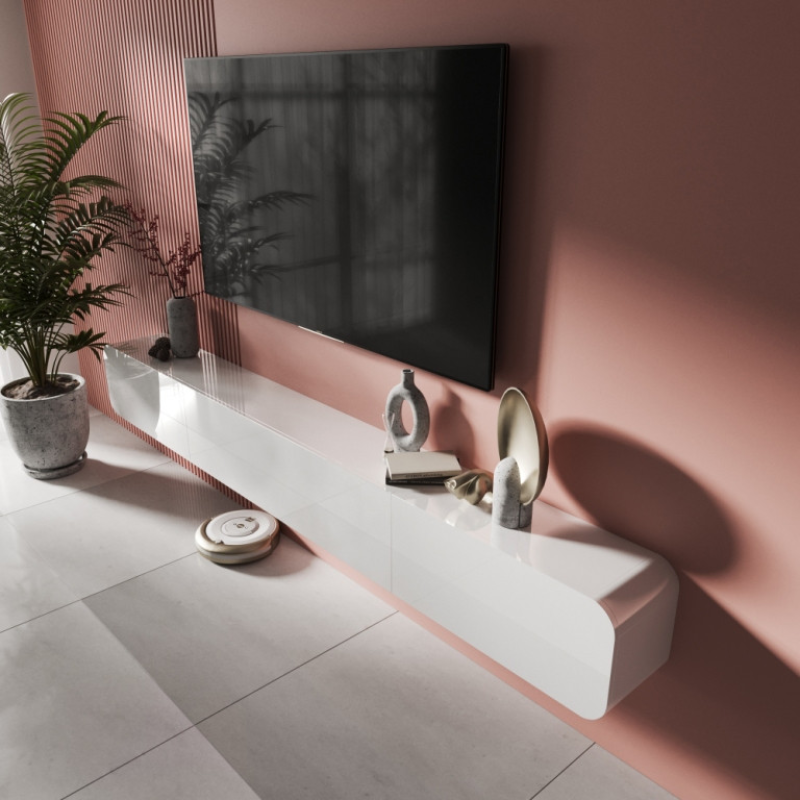 Біла глянсова підвісна тумба “Лелека“ 290х30х36 см Біла глянсова підвісна тумба “Лелека“ 290х30х36 см