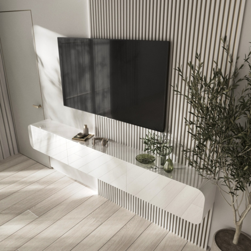 Біла глянсова підвісна тумба “Журавель“ 250х30х36 см Біла глянсова підвісна тумба “Журавель“ 250х30х36 см