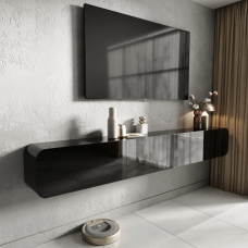 Чорна глянсова підвісна тумба “Журавель“ 250х30х36 см