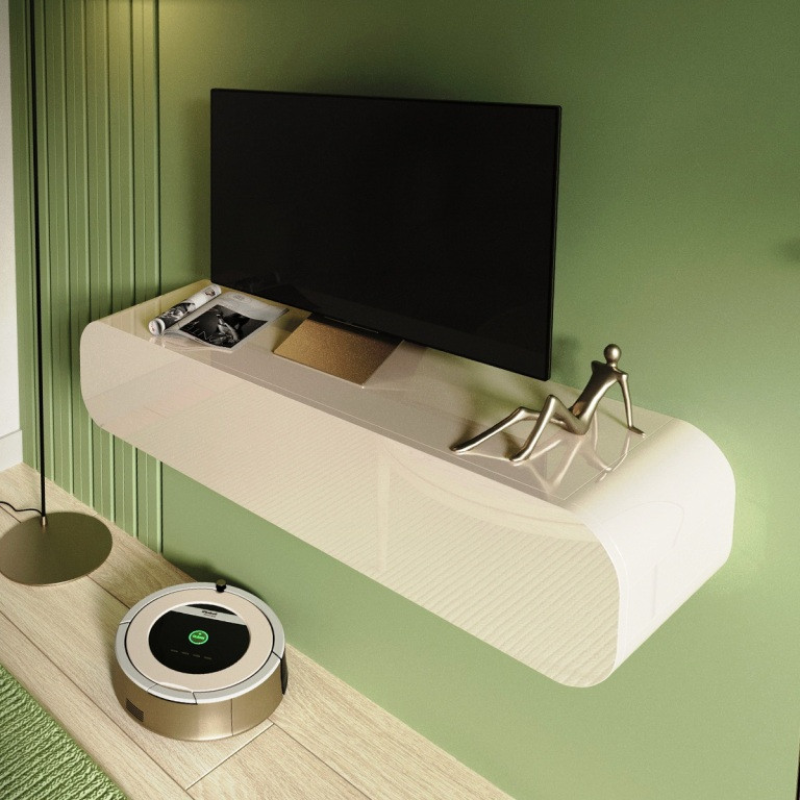 Кремова глянсова підвісна Тумба ТВ “Колібрі“ з округленими краями Кремова глянсова підвісна Тумба ТВ “Колібрі“ з округленими краями