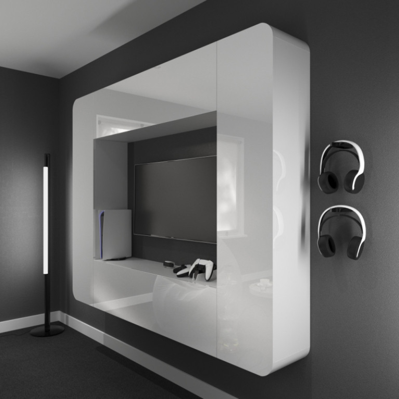 Подвесная гостиная  “Портал мини“. Цвет белый глянец. 200х30х160h cm.