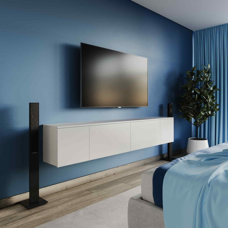 Біла навісна Тумба ТВ “Сойка“