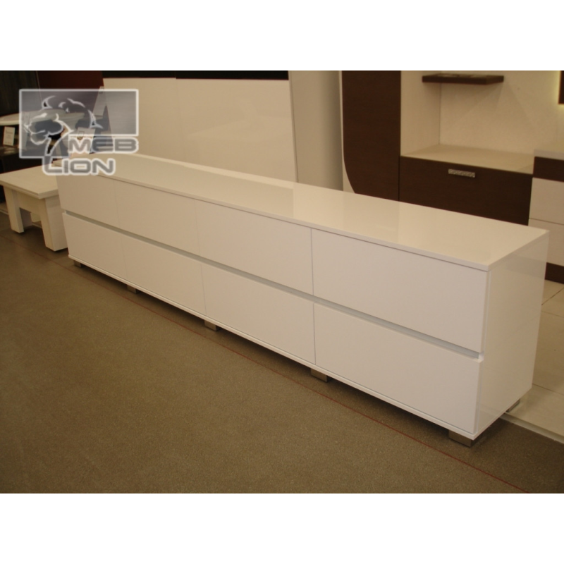 Глянсовий білий комод на 8 ящиків “Аліна“ 2.7 метра