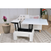 Білий стол-трансформер зі склом Лакобель “Оптимус“