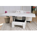 Білий стол-трансформер зі склом Лакобель “Оптимус“
