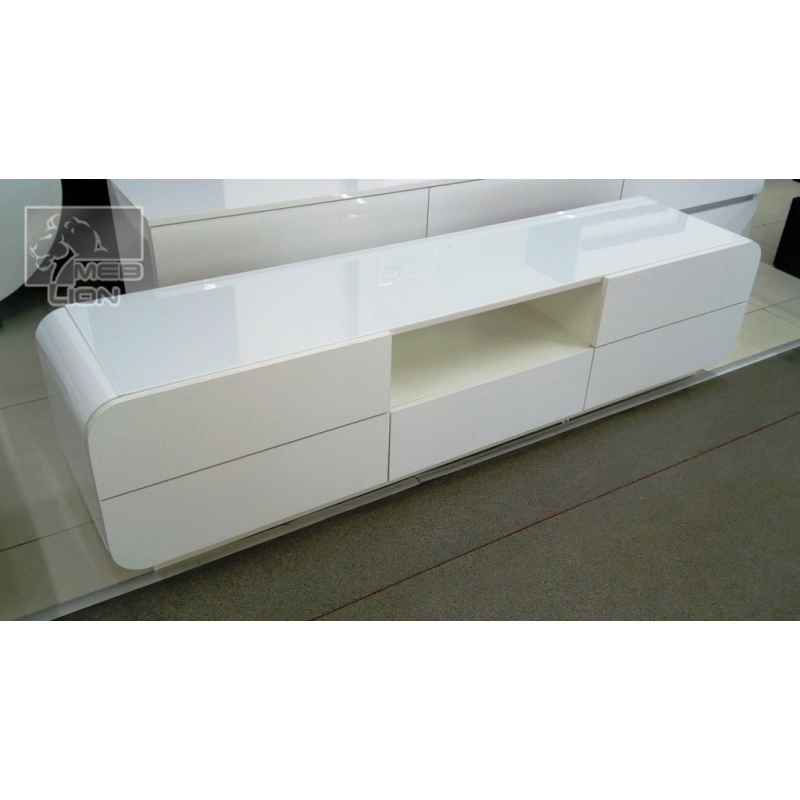 Глянсова тумба з округленими краями та склом на стільниці «Maestro maxi» 2m