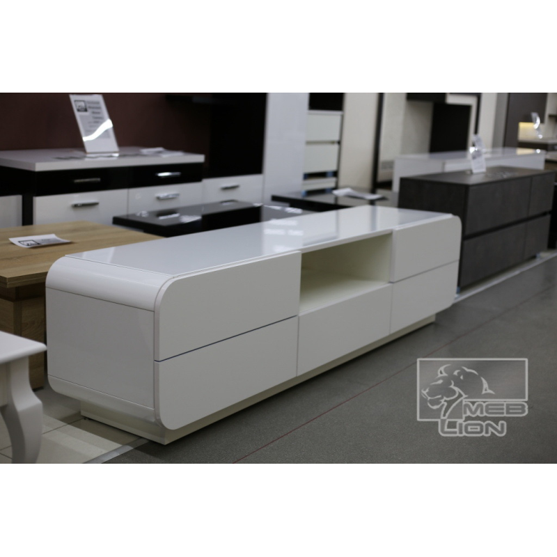 Глянсова тумба з округленими краями та склом на стільниці «Maestro maxi» 2m