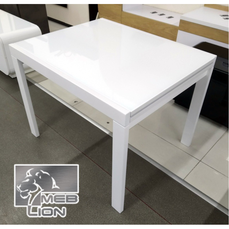 Стіл обідній розсувний зі склом “Телескоп 1000“ білий Стіл обідній розсувний зі склом “Телескоп 1000“ білий